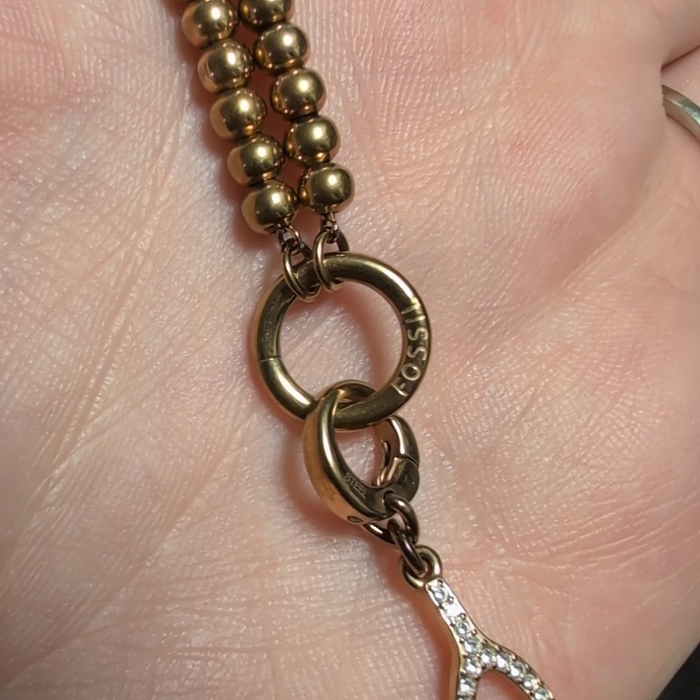 FOSSIL Gold Bead Charm Bracelet, Authentic - Picture 5 of 6